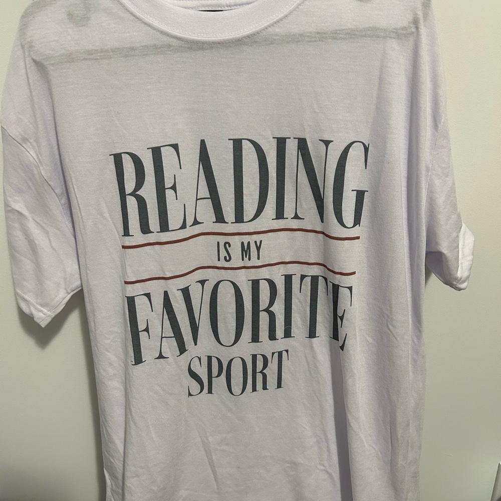 White Graphic Tee - Reading is My Favorite Sport